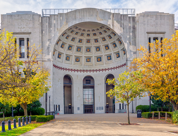 Marble academic building with dome shaped roof