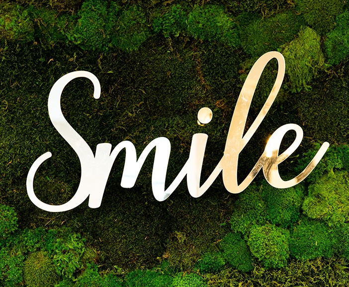 Stylized text reading smile