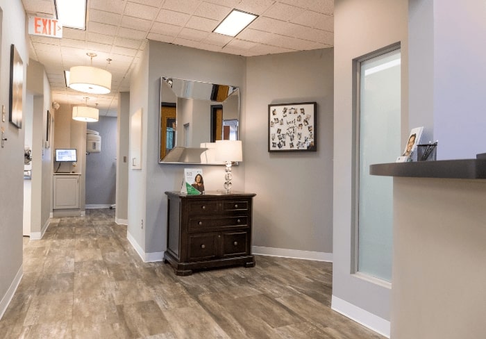 Hallway leading to dental treatment rooms